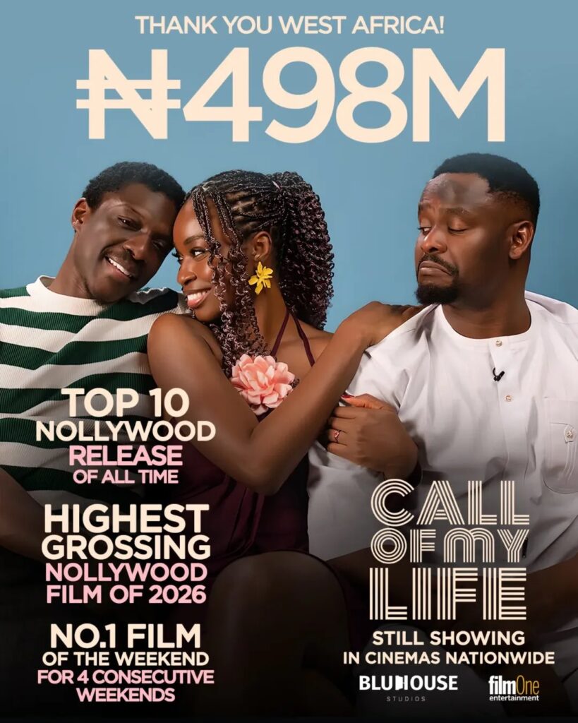 Call of My Life Crosses ₦498M Box Office, Enters Top 10 Highest-Grossing Nollywood Films