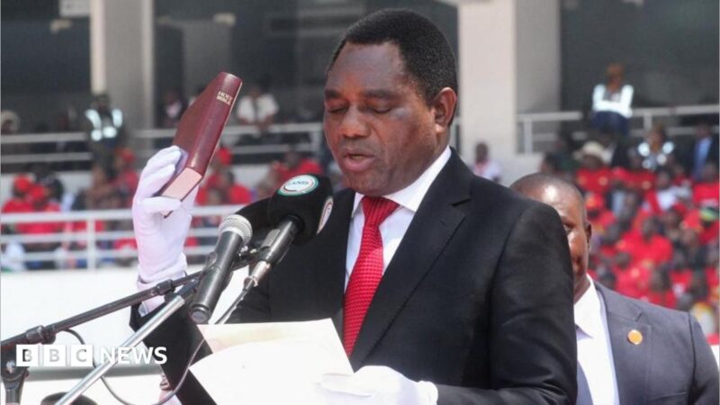 Zambia’s Hakainde Hichilema sworn in as rival Jannie Tembo detained on treason – 2026