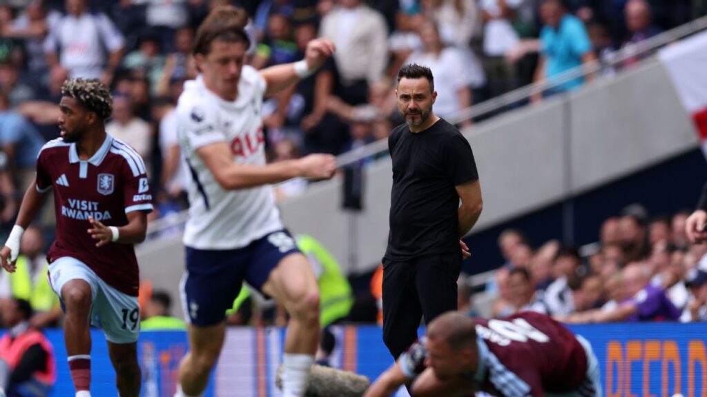 Roberto De Zerbi refuses to talk to Tottenham players after 2-0 Aston Villa loss in 2026