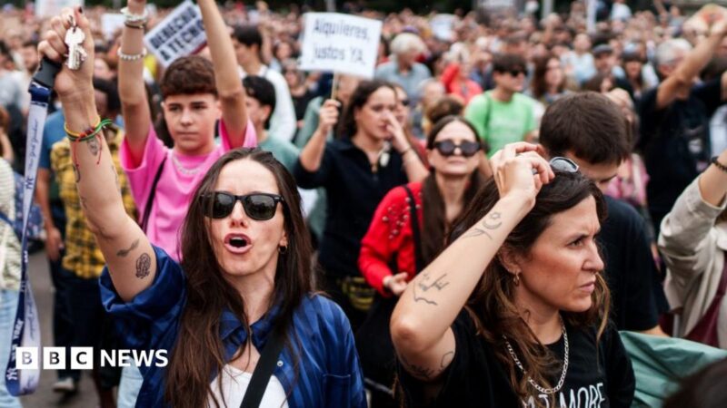 Spain housing crisis protests trigger over 50 demos on Oct 3 2026 as govt stalls bill