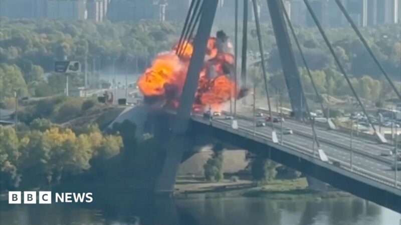 Kyiv’s Pivnichyi Bridge struck by Russian drone, German Chancellor visits amid heightened war risk – Oct 2026
